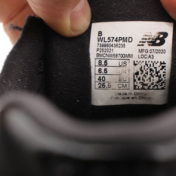 New Balance Women's US 8.5 B Black/White Leather Athletic Sneakers WL574PMD - Picture 3 of 9